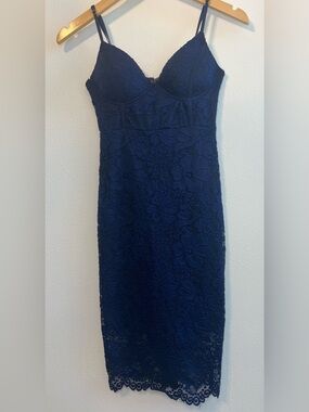 Windsor Navy Floral Lace Midi Dress